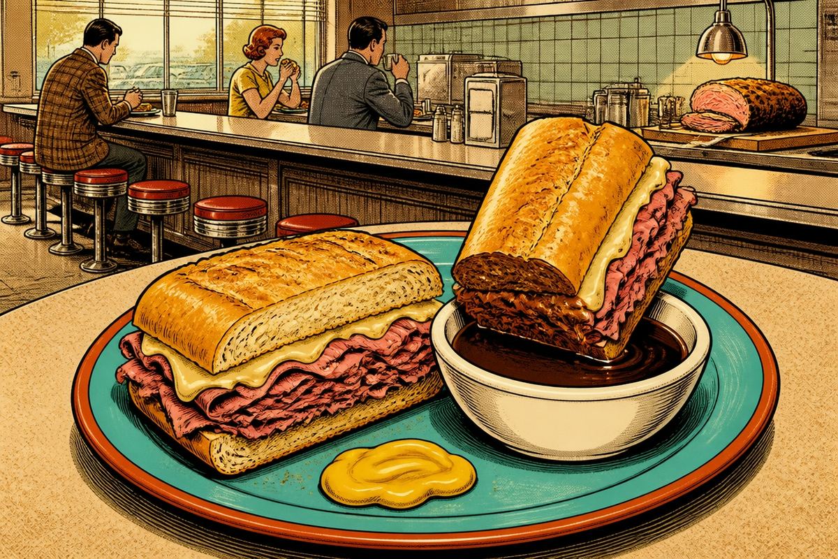 French Dip mit Rotwein-Jus aus dem Bräter