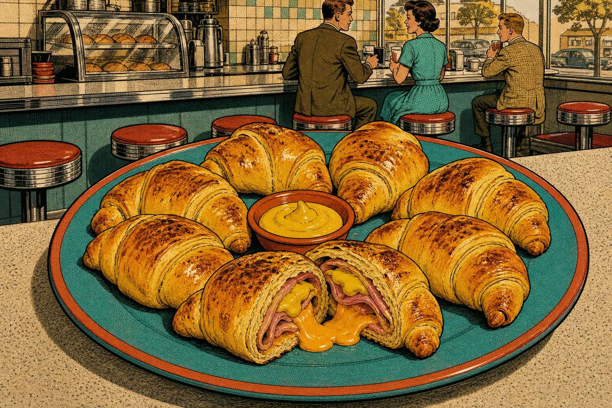 Schinken-Käse-Hörnchen mit Senf-Butter