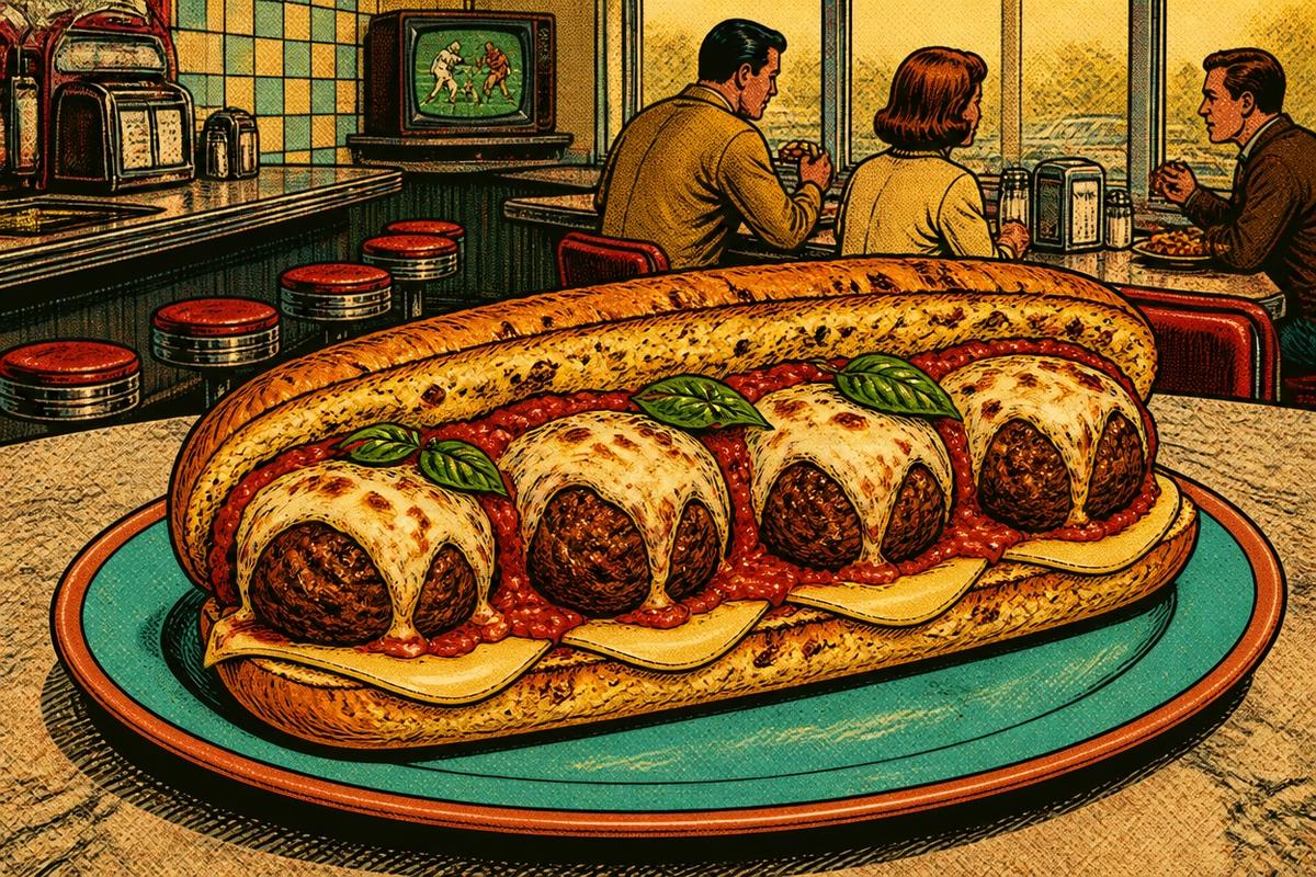 Meatball Sub mit Knoblauchbutter-Brötchen und Zwei Käsesorten